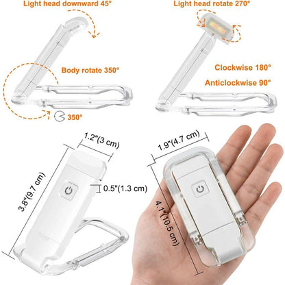 LED USB Rechargeable Book Reading Light Brightness Adjustable Eye Protection Clip Book Light Portable Bookmark Read Light