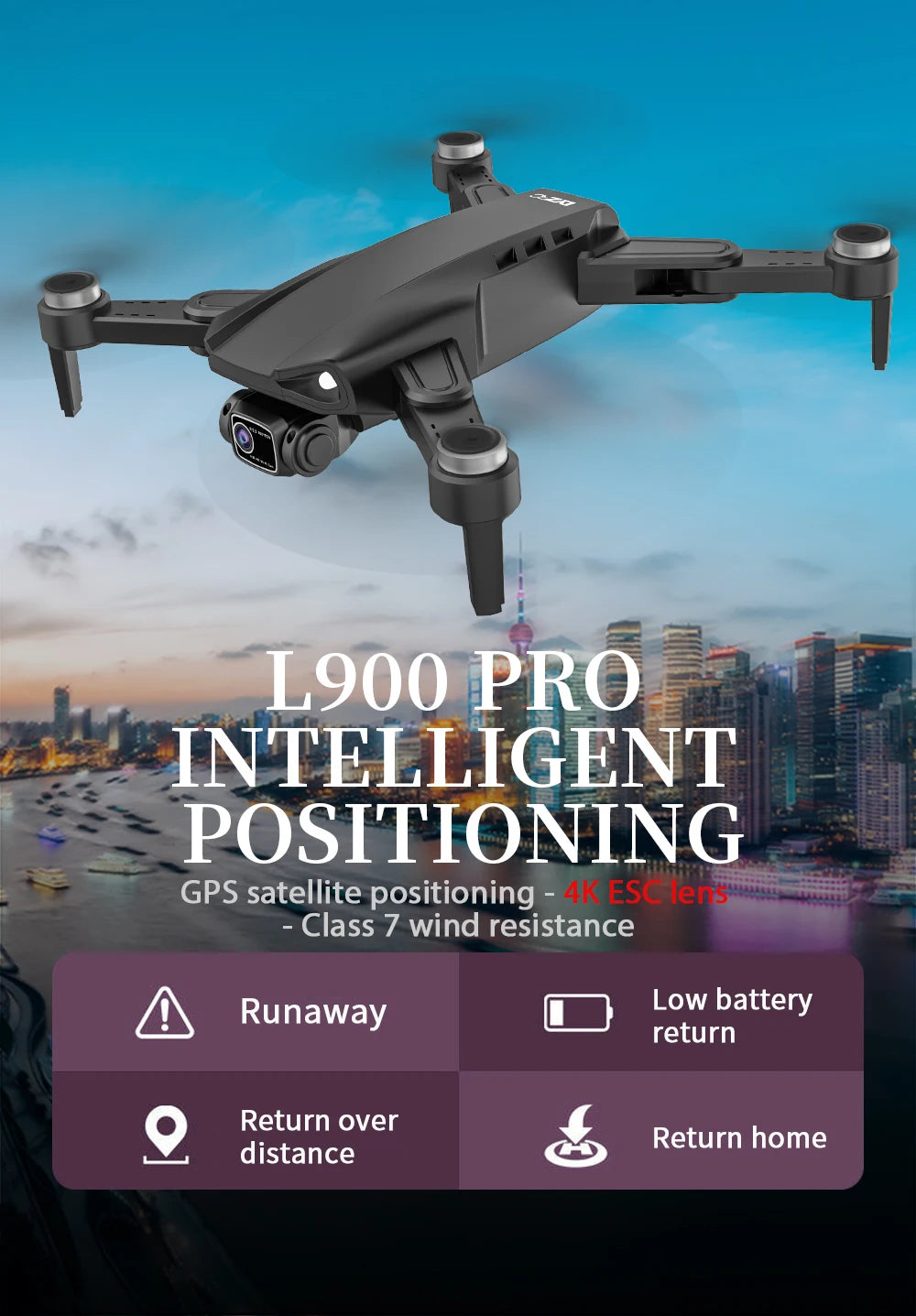 Drone L900 PRO SE GPS Dron 4k Professional HD Dual Camera 5G Wifi Brushless Foldable Quadcopter FPV Mini Drones RC Toy L900Pro