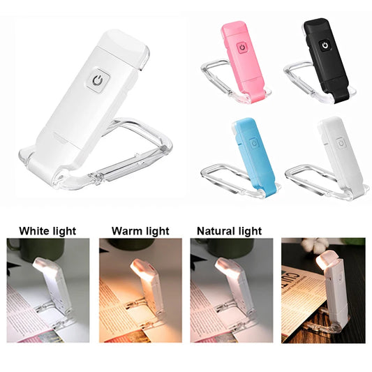 LED USB Rechargeable Book Reading Light Brightness Adjustable Eye Protection Clip Book Light Portable Bookmark Read Light