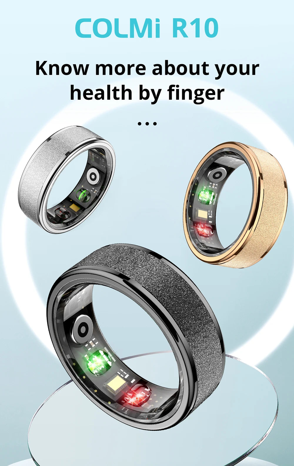 2024 COLMI R10 Smart Ring For Men Women, With Charging Case 39 Days Battery Life, Health and Sleep Monitor, 5ATM Waterproof