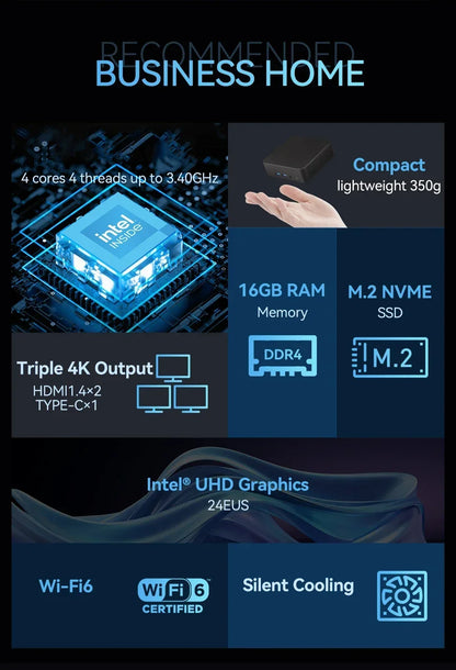 Gaming Mini PC Windows11 Intel Core i9 8950HK/N5095A 16GB DDR4 1TB 2TB WiFi6 M.2 SSD UHD Graphics 1000Mbps Ethernet Mini PC